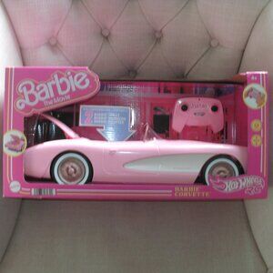 NWT Collectible Pink BARBIE The Movie CORVETTE Hot Wheels RC Fits Two Dolls NIB